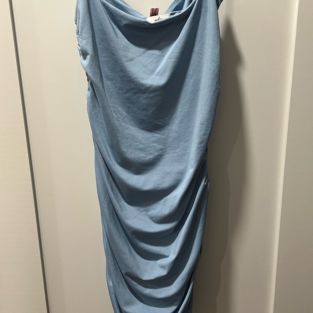 Oh Polly Light Blue Draped Mini Dress